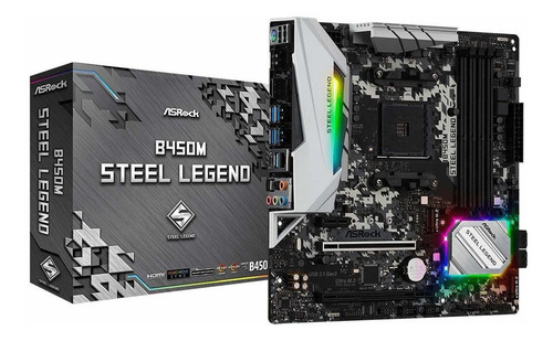 Placa-mãe Asrock B450m Steel Legend Socket Am4