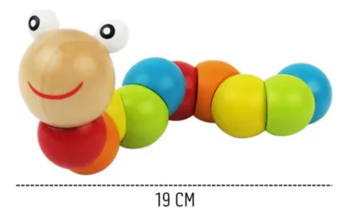 Brinquedo Minhoca Colorida Centopeia Montessori Madeira