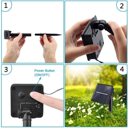 Imagen 2 de 5 de Tira Luces Led Decorativas Tipo Alambre 50 Led- 5mts Solares