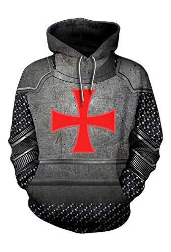 Adulto Medieval Knight Templary Hoodie Halloween Cospla...