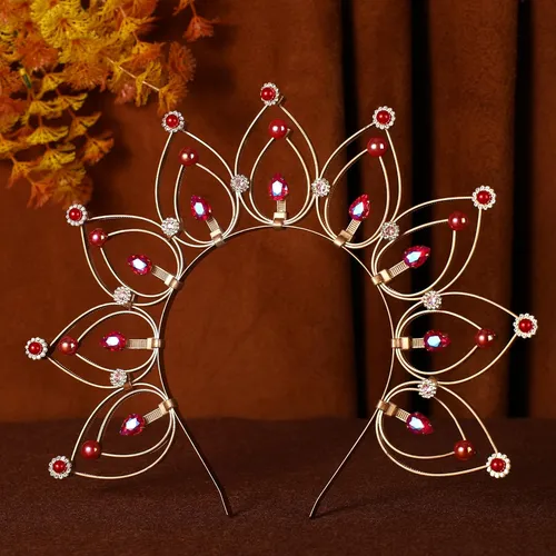 Rhinestones Halo Corona Diadema Medieval Vintage Elf Ha...
