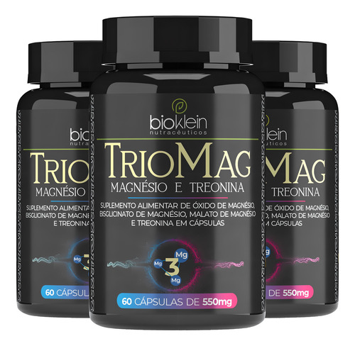 3 Triomag Com 3 Magnésios Cloreto+ Quelato+ Malato+ Treonina
