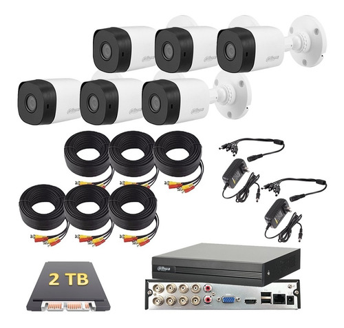 Imagen 1 de 6 de Kit De Video Vigilancia 6 Cámaras 1080p 2mp Dahua 2 Tb