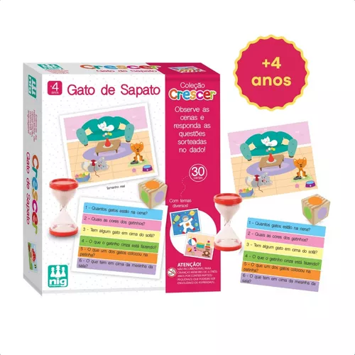Jogo Infantil Educativo Gato De Sapato Coleção Crescer 0456 - Nig - NIG  Brinquedos - Jogos Educativos - Magazine Luiza