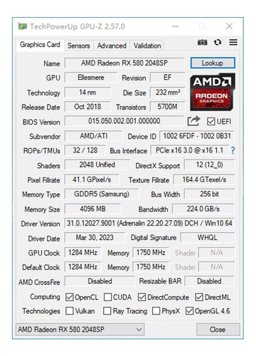 Placa De Vídeo Rx 580 4gb Mllse Branca