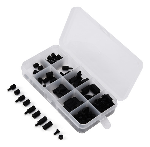 Kit De 180 Tuercas De Nailon Negro M3 Hexagonales De Una Sol