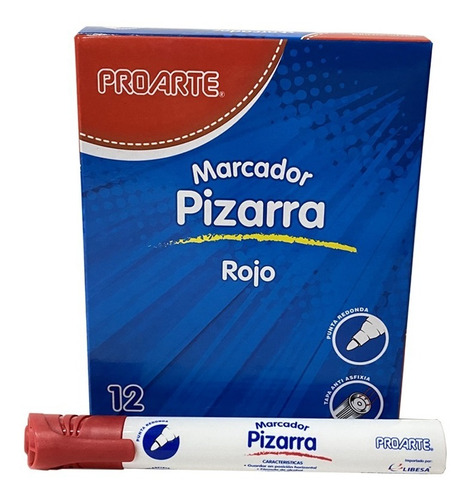 Plumones Pizarra Rojo Caja X12 Proarte