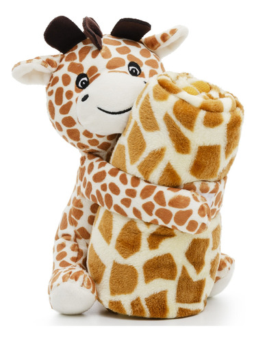 Manta Cobertor Soft Com Naninha De Pelúcia Bebê Antialergico Cor Amarelo Girafinha
