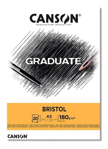 Block Canson Graduate Bristol A3 180g 20h