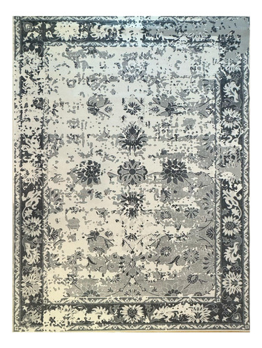 Tapete Sala 200x300 Cm Classico Oriental Vintage Zigler Grey Cor Cinza