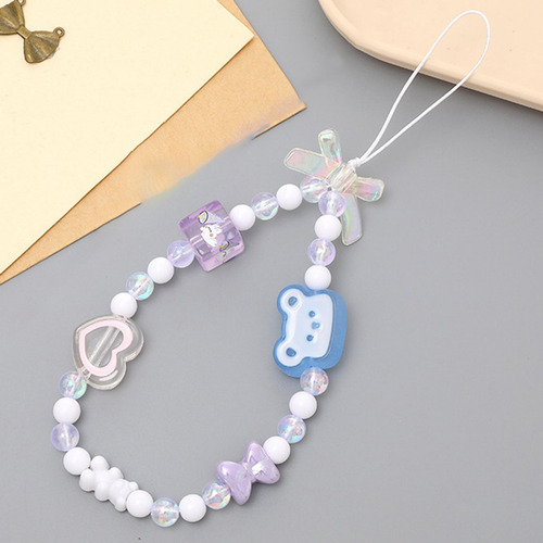 4 Cordón De Teléfono Con Cuentas, Bonita 18 Cm Oso Y Arco