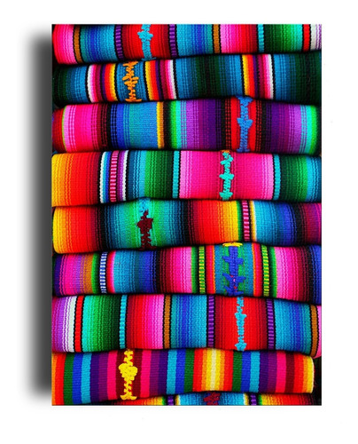 Cuadro Decorativo Canvas Arte Mexicano Rebozo Colores 80*120