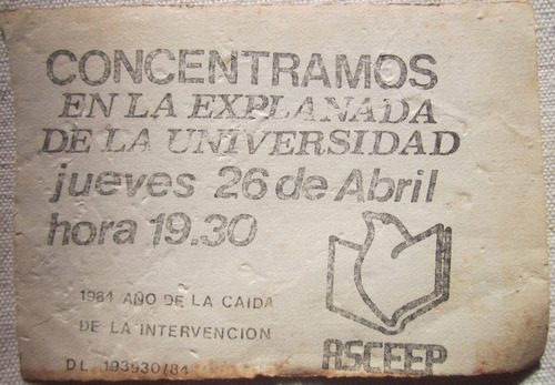 Antiguo Folleto Politico 1984 Sceep Explanada Universidad