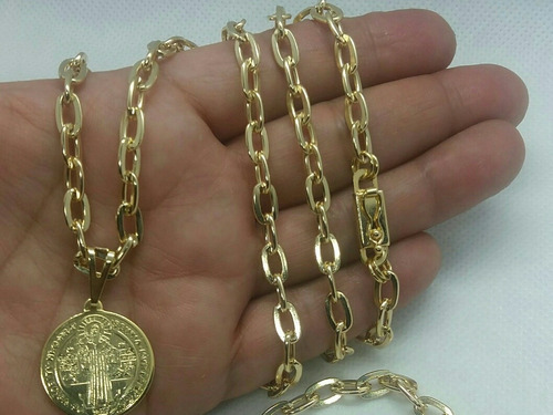 Corrente Masculina Banhada A Ouro Pingente São Bento