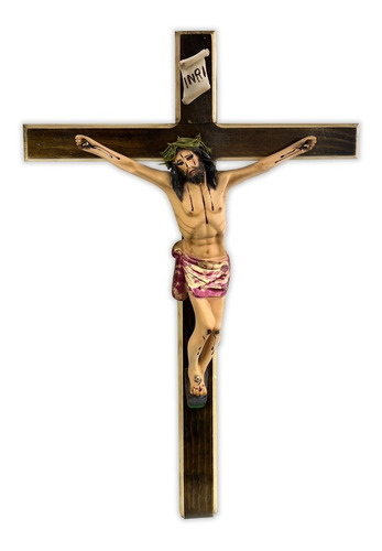 Cristo De 25 Cm Cruz De 45 Cm Resina 