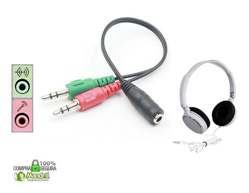 Adaptador Audífono Jack 3.5m A Microfono Y Audio Pc