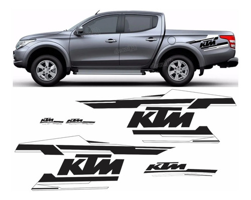 Kit Adesivo Capo E Lateral Mitsubishi L200 Ktm 2016 A 2017