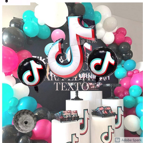 Pack 104 Piezas Tik Tok Incluye Globos Y Cinta Para Arco !!!