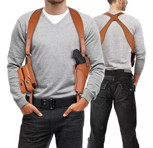 Funda De Hombro De Cuero Con Soportes Para Cargador