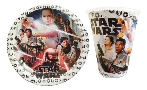 Paquete Fiesta Cumpleaños Vaso Plato Star Wars 10 Niños 