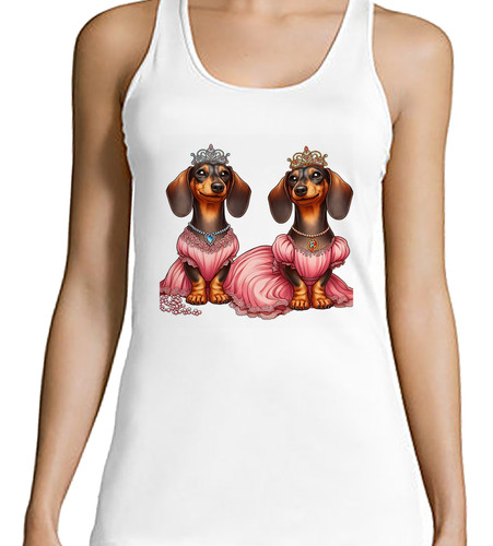 Musculosa Mujer Perro Salchicha Vestido De Princesa M2