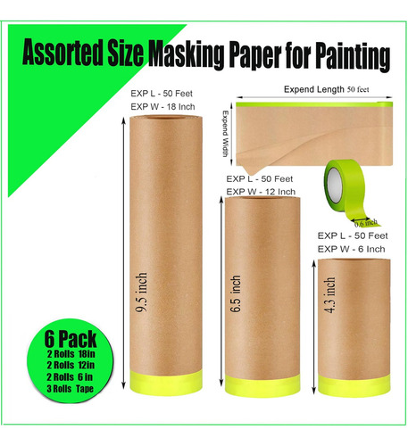 Papel De Enmascarar Para Pintar, Para Pintar Coches, 6 Rollo