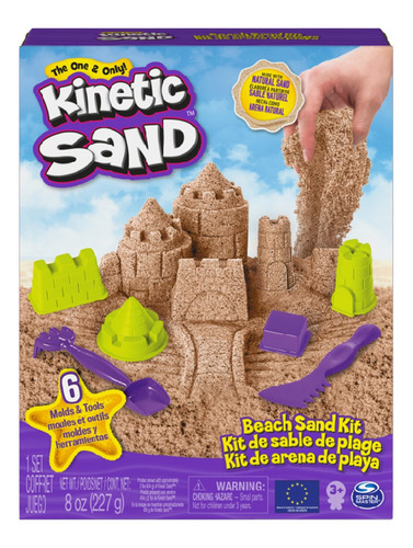 Arena Kinetic Sand Playa 227grs Con Moldes Y Herramientas