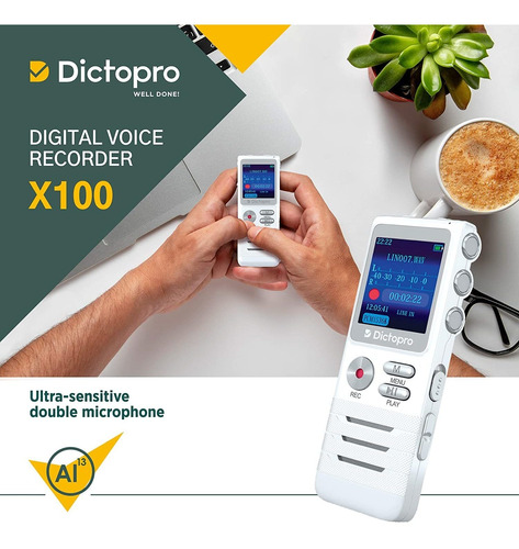 Dictopro Grabador De Voz Activado Digital, Grabación Con Mic