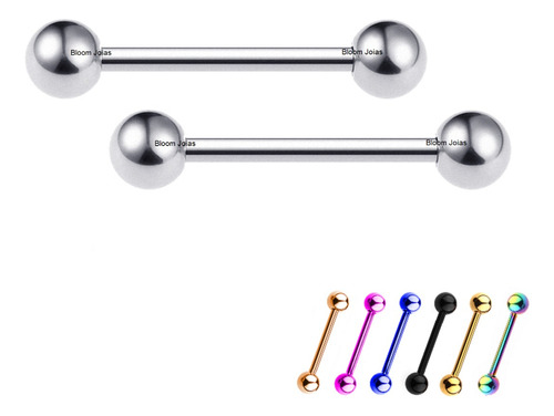 Piercing Barbell Mamilo Titânio Cores - Valor Do Par