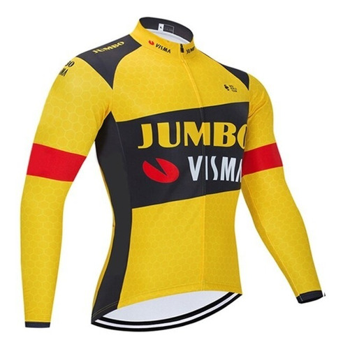 Campera Ciclista Team Jumbo V Afelpada C Bolsillos Traseros 