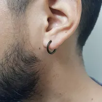 Comprar Arete Aro Negro Retráctiles Presión Acero Delgado Hombre 
