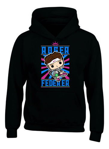 Hoodie Buzo Capota Roger Federer Tenis Series Black Pop