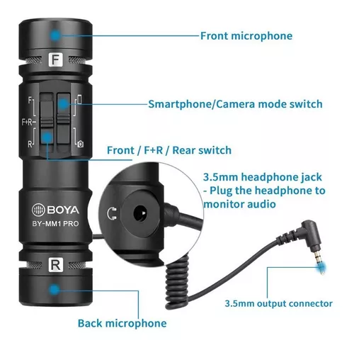 Microfone Boya By-mm1 Pro Dual Mic P/ Câmera E Smartphone | HSTORE  TECNOLOGIA_IMP.EXP.