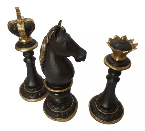 Estatuetas Rei, Rainha E Cavalo - Peças decorativas De Xadrez