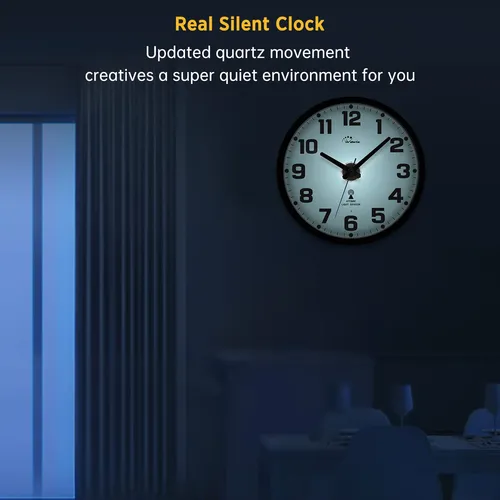 Wallarge Reloj De Pared Atómico Con Luz Nocturna, Reloj De.