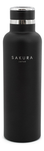 Botella Termica Sakura Acero Inoxidable 750ml Negra Mate Color Negro Mate