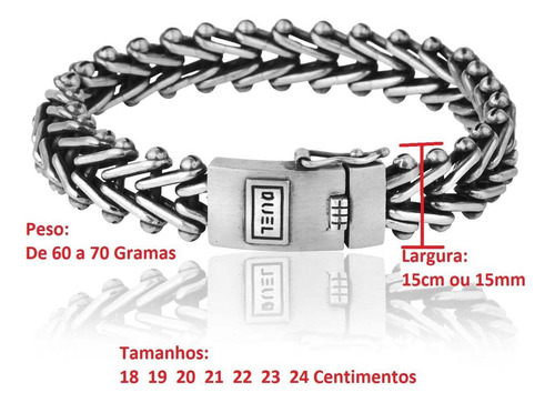 Pulseira Masculina Grossa Model Exclusivo Prata Fecho Gaveta
