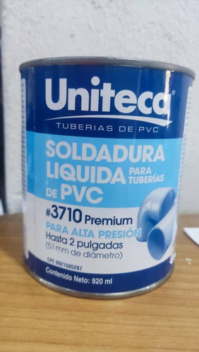 Pega Tuberia Pvc Soldad Liquida Alta Presion Galon 1/4 Unit