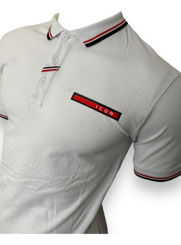 Playera Moderna Hombre Cuello Polo Franja Icon Slim Premium