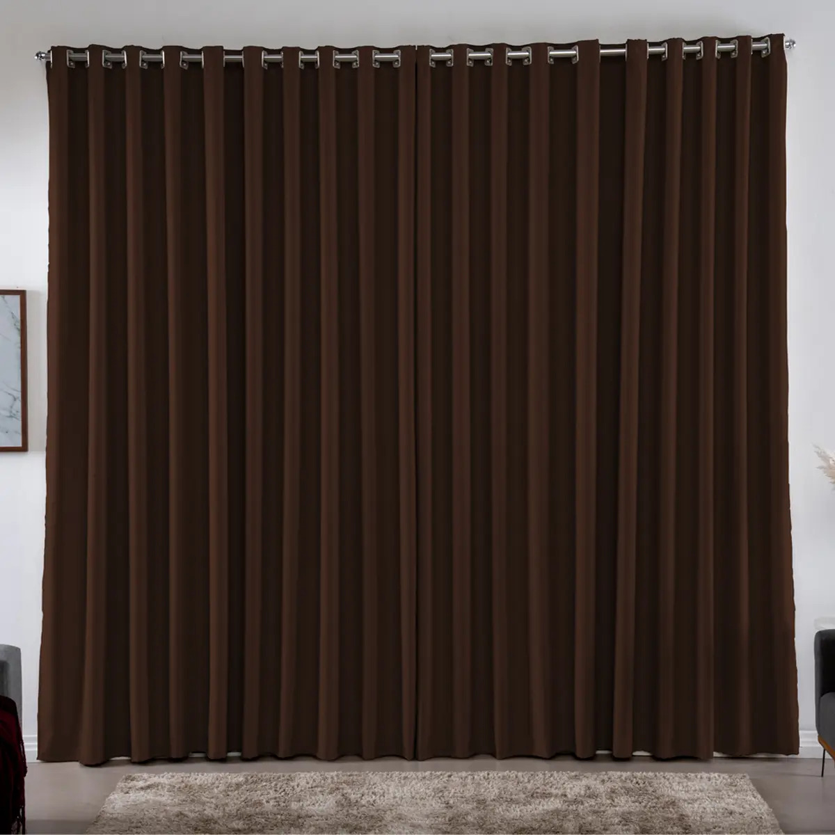 Cortina 4,00x2,80 Metros Blackout Blecaute Tabaco Corta Luz em Tecido Grosso para Quarto e Sala Casa Laura Enxovais