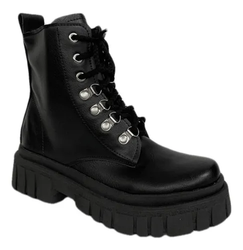 Borcegos Suela Tractor Negro Mujer 35 Al 40