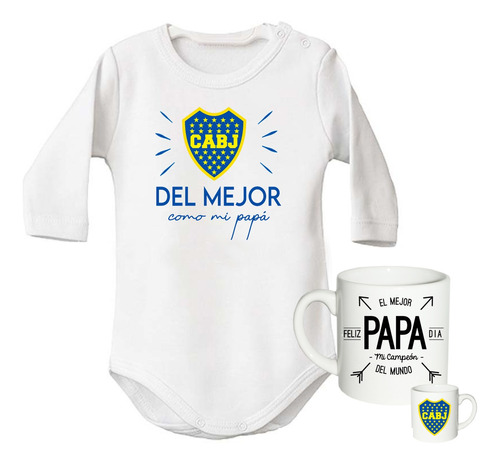 Body Bebe Boca Juniors + Taza Regalo Ideal Padre Papá 