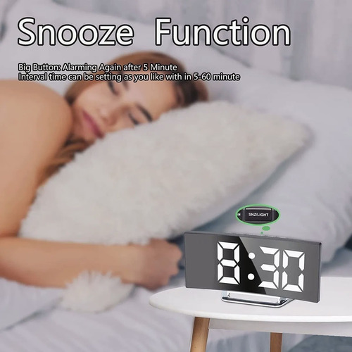 Imagen 5 de 7 de Reloj Despertador Digital Pantalla Led Alarma Luminoso