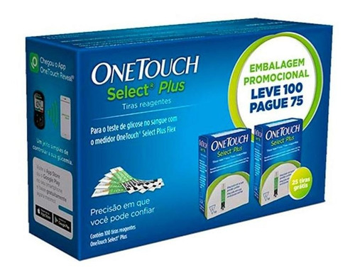 Tiras One Touch Select Plus Leve 100 Pague 75 Unidades