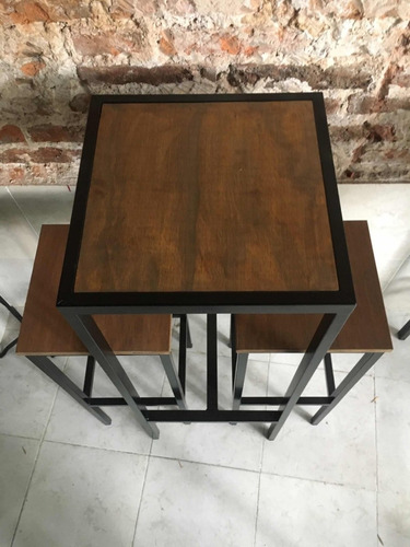 Imagen 8 de 10 de Mesa Barra Extensión Cervecera Industrial 50x40 + 2 Bancos