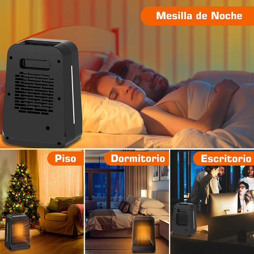 Calefactor Eléctrico Ptc Negro Cronometrado Portatil