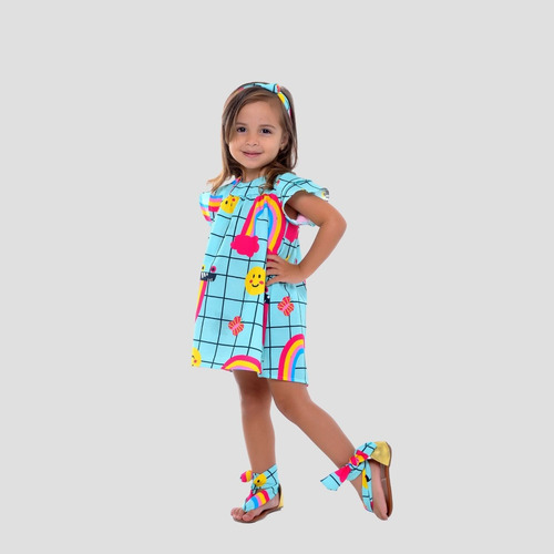 Vestido Infantil Fofo Com Acabamento Fino E Cores Vivas