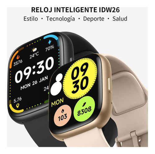 Reloj Inteligente Simsonlab Idw26 Bluetooth Calls Para Alexa Ios/android Golden Smart Watch 1.85 Hd Screen 100 Modos Deportivos