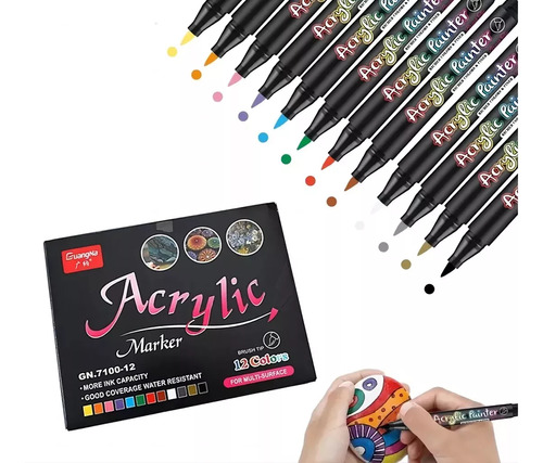 Set De Marcadores De Pintura Acrílica De 12 Colores