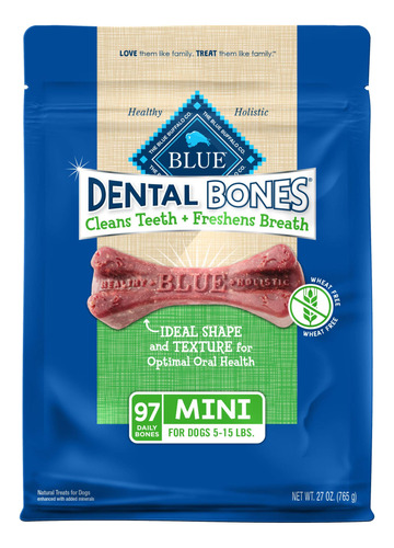 Blue Buffalo Dental Bones - Mini Golosinas Dentales Natural.